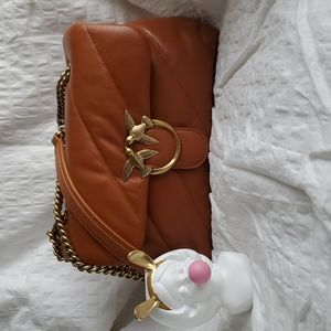 PINKO Love Classic Puff Maxi Handbag in Cognac Nappa